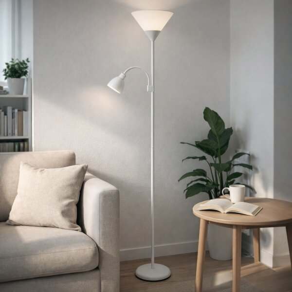 Brilagi - Stojacia lampa ARIANA 1xE27/100W/230V + 1xE14/25W biela