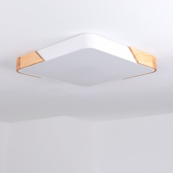 Brilagi - stmievateľné LED svietidlo PILANA LED/48W/230V dub/biela 42x42 cm + diaľkový ovládač