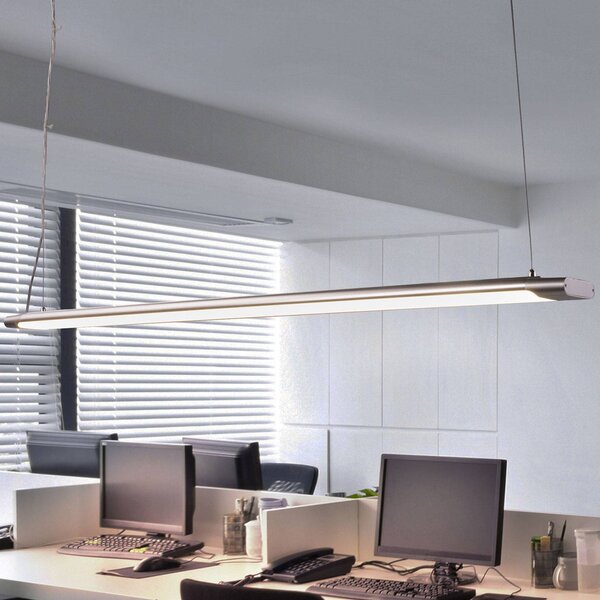 Závesné svetlo LED Arcchio Vinca, 120 cm, 3 450 lm, 4 000 K, Hliník / sivá / zinok, Pracovňa / Kancelária, Plast, Moderný, Závesné svietidlo