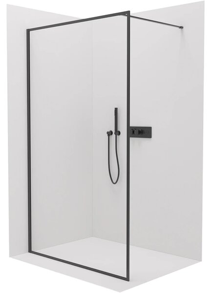 CERANO - Sprchová zástena Walk-in Moreli Ľ/P - 8 mm - čierna matná, transparentné sklo - 60x200 cm