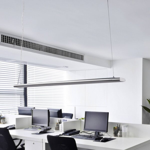 Závesné svetlo LED Arcchio Vinca, 120 cm, 3 450 lm, 4 000 K, Hliník / sivá / zinok, Pracovňa / Kancelária, Plast, Moderný, Závesné svietidlo