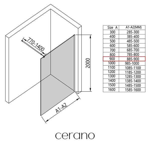 CERANO - Sprchová zástena Walk-in Onyx Round Ľ/P - 8 mm - guľatá vzpera - chróm, industriálne sklo - 90x200 cm