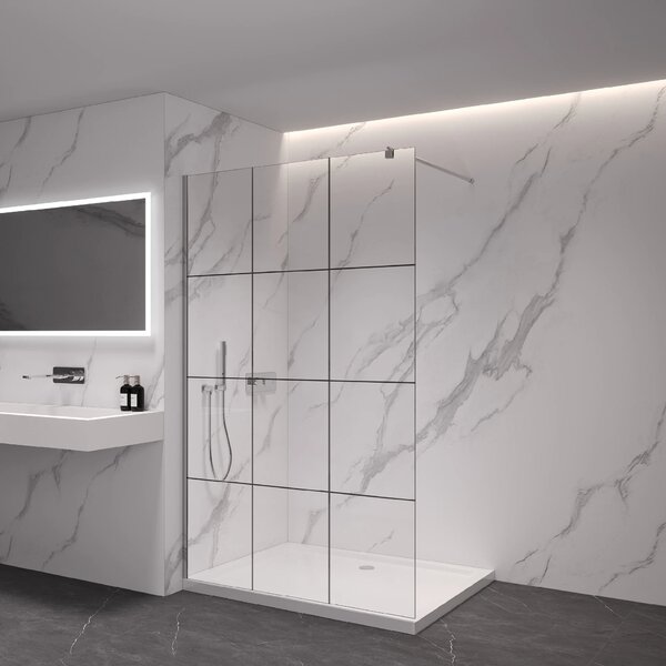 CERANO - Sprchová zástena Walk-in Onyx Round Ľ/P - 8 mm - guľatá vzpera - chróm, industriálne sklo - 90x200 cm