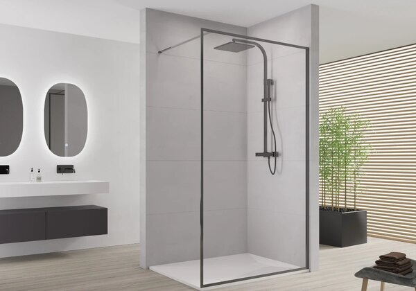 CERANO - Sprchová zástena Walk-in Moreli Ľ/P - 8 mm - čierna matná, transparentné sklo - 60x200 cm
