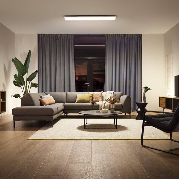 Philips Hue Aurelle LED panel hranatý, 120 x 30 cm, Biela / opálová, Obývacia izba / jedáleň, kov, Moderný, Stropné svetlo