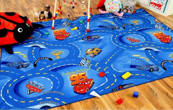 Detský koberec 100x150 cm CARS modrý