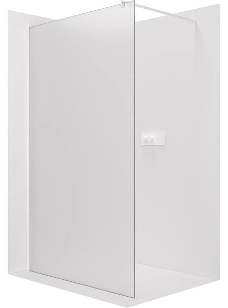 CERANO - Sprchová zástena Walk-in Onyx Round Ľ/P - 8 mm - guľatá vzpera - biela matná, mliečne sklo - 40x200 cm