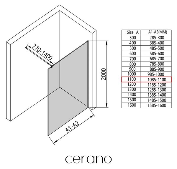 CERANO - Sprchová zástena Walk-in Onyx Round Ľ/P - 8 mm - guľatá vzpera - zlatá, industriálne sklo - 110x200 cm
