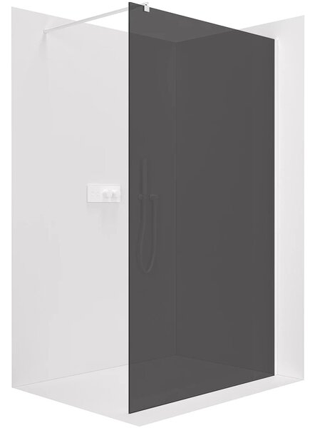 CERANO - Sprchová zástena Walk-in Onyx Round Ľ/P - 8 mm - guľatá vzpera - biela matná, grafitové sklo - 30x200 cm