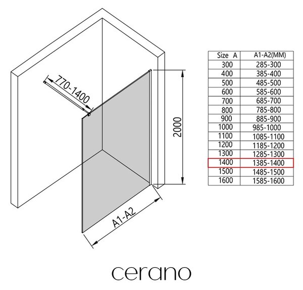 CERANO - Sprchová zástena Walk-in Onyx Round Ľ/P - 8 mm - guľatá vzpera - zlatá, industriálne sklo - 140x200 cm