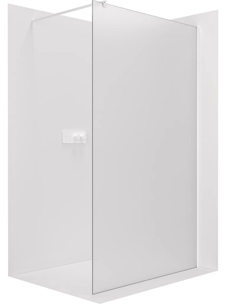 CERANO - Sprchová zástena Walk-in Onyx Round Ľ/P - 8 mm - guľatá vzpera - biela matná, mliečne sklo - 40x200 cm