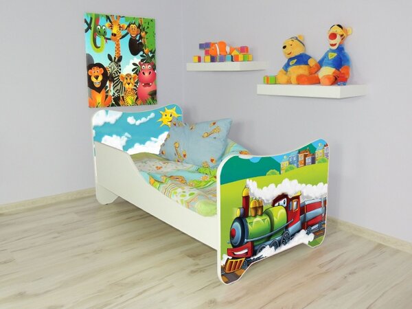 Detská posteľ s obrázkom 140x70 - Vláčik (Detská posteľ Vláčik 140x70 bez úložného priestoru)