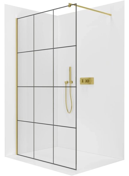 CERANO - Sprchová zástena Walk-in Onyx Round Ľ/P - 8 mm - guľatá vzpera - zlatá, industriálne sklo - 110x200 cm