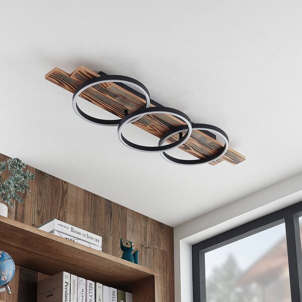 Lindby LED stropné svietidlo Sentoa, drevo, dĺžka 100 cm, 3 000 K, Svetlé drevo, Obývacia izba / jedáleň, Drevo, Moderný, Závesné svietidlo