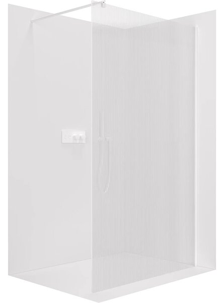 CERANO - Sprchová zástena Walk-in Onyx Round Ľ/P - 8 mm - guľatá vzpera - biela matná, ryhované sklo - 50x200 cm