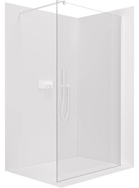 CERANO - Sprchová zástena Walk-in Onyx Round Ľ/P - 8 mm - guľatá vzpera - biela matná, transparentné sklo - 30x200 cm