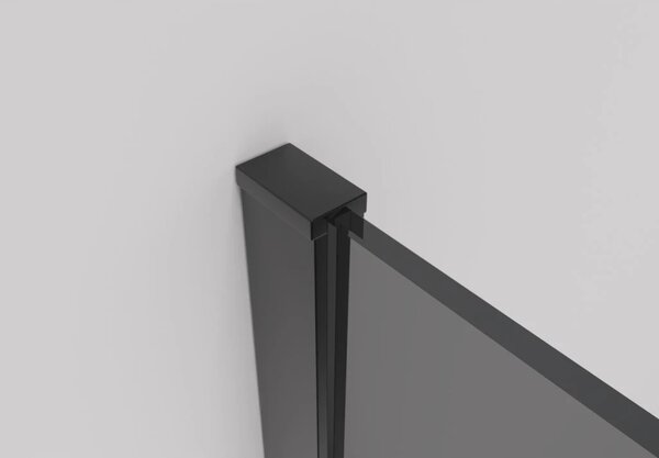 CERANO - Sprchová zástena Walk-in Onyx Round Ľ/P - 8 mm - guľatá vzpera - čierna matná, grafitové sklo - 40x200 cm