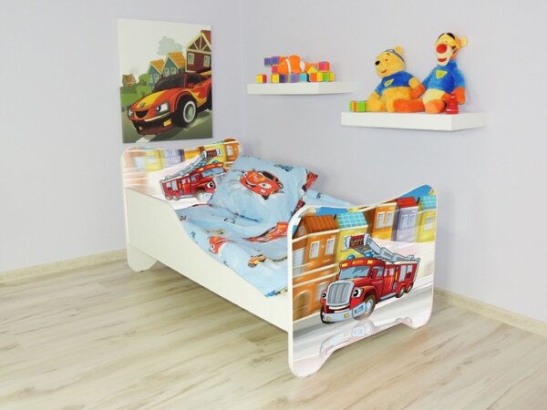 Detská posteľ s obrázkom 140x70 - Hasiči (Detská posteľ Hasiči 140x70 bez úložného priestoru)