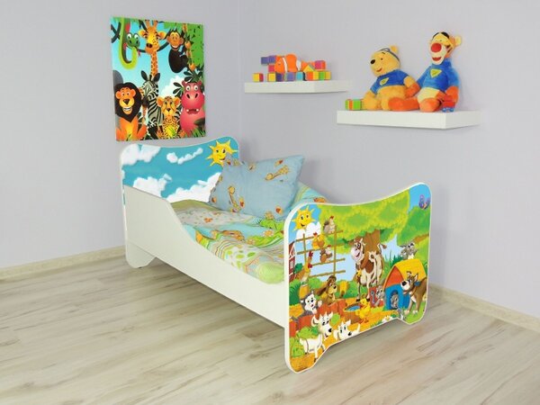 Detská posteľ s obrázkom 140x70 - Farma (Detská posteľ Farma 140x70 bez úložného priestoru)