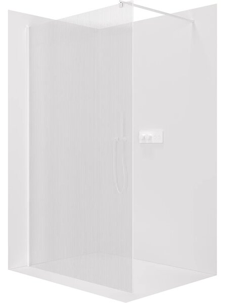 CERANO - Sprchová zástena Walk-in Onyx Round Ľ/P - 8 mm - guľatá vzpera - biela matná, ryhované sklo - 50x200 cm