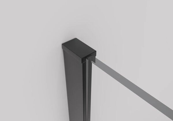 CERANO - Sprchová zástena Walk-in Onyx Round Ľ/P - 8 mm - guľatá vzpera - čierna matná, transparentné sklo - 30x200 cm