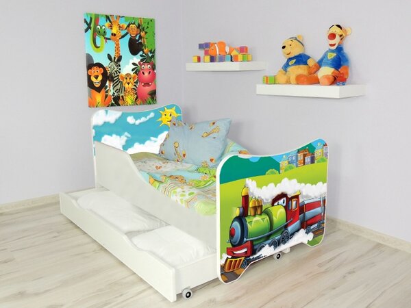 Posteľ s úložným priestorom 160x80 - Vláčik (Detská posteľ Vláčik s úložným priestorom 160x80)