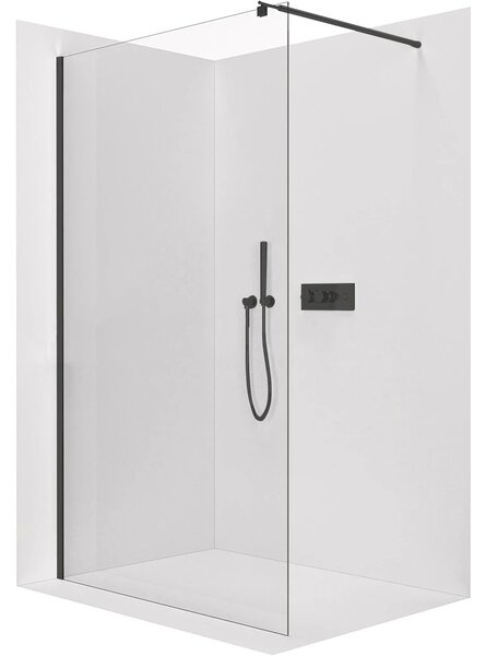 CERANO - Sprchová zástena Walk-in Onyx Round Ľ/P - 6 mm - čierna matná, transparentné sklo - 90x190 cm