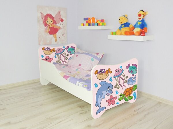 Detská posteľ s obrázkom 140x70 - Rybičky (Detská posteľ Rybičky 140x70 bez úložného priestoru)