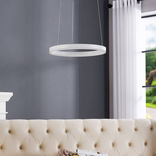 LED závesné svietidlo Arcchio Albiona, biele, 1 krúžok, Ø 40 cm, Biela / opálová, Kuchyňa, kov, Moderný, Závesné svietidlo