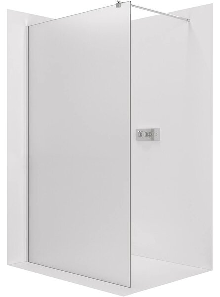 CERANO - Sprchová zástena Walk-in Onyx Round Ľ/P - 8 mm - guľatá vzpera - chróm, mliečne sklo - 30x200 cm