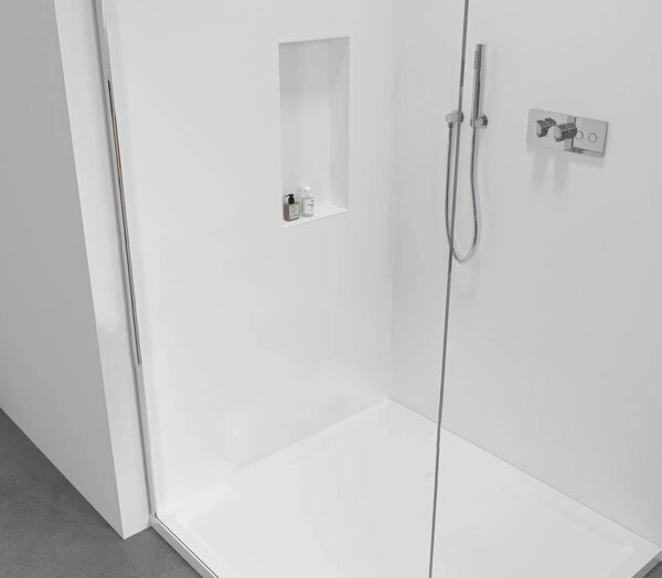 CERANO - Sprchová zástena Walk-in Onyx Round L/P - 8 mm - okrúhla vzpera - chróm, transparentné sklo - 40x200 cm