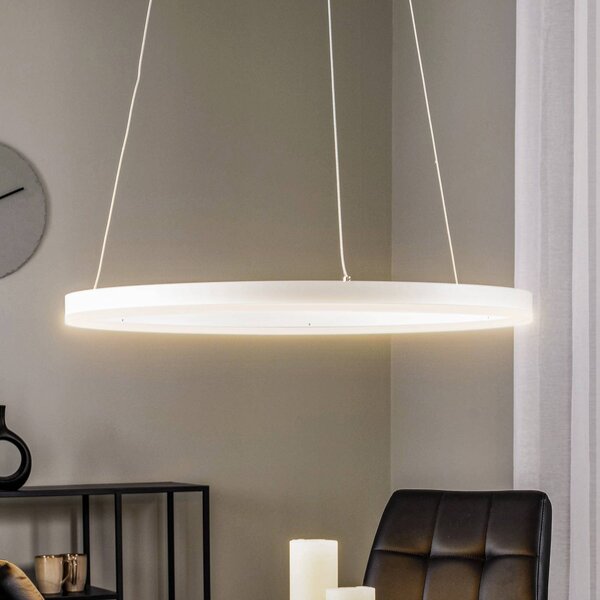 LED závesné svietidlo Arcchio Albiona, biele, 1 krúžok, Ø 60 cm, Biela / opálová, Kuchyňa, kov, Moderný, Závesné svietidlo