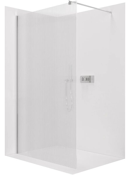 CERANO - Sprchová zástena Walk-in Onyx Round Ľ/P - 8 mm - guľatá vzpera - chróm, ryhované sklo - 50x200 cm