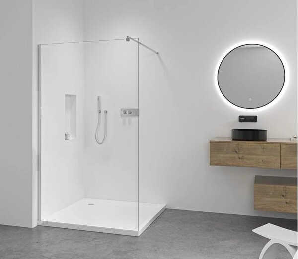 CERANO - Sprchová zástena Walk-in Onyx Round L/P - 8 mm - okrúhla vzpera - chróm, transparentné sklo - 40x200 cm