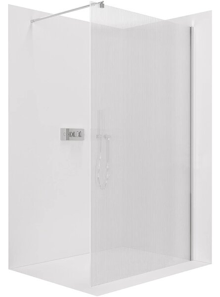 CERANO - Sprchová zástena Walk-in Onyx Round Ľ/P - 8 mm - guľatá vzpera - chróm, ryhované sklo - 50x200 cm