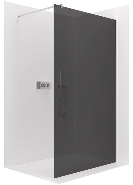 CERANO - Sprchová zástena Walk-in Onyx Round Ľ/P - 8 mm - guľatá vzpera - chróm, grafitové sklo - 40x200 cm