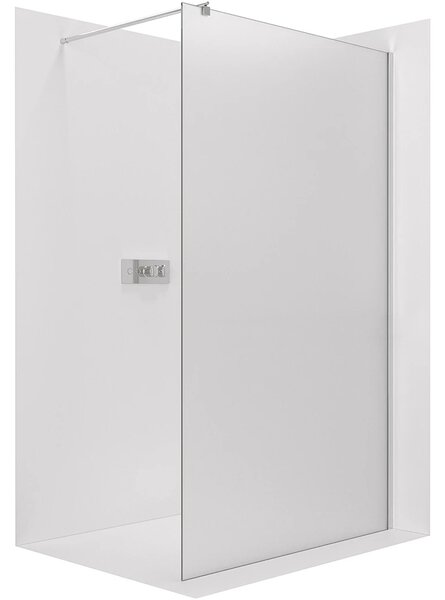 CERANO - Sprchová zástena Walk-in Onyx Round Ľ/P - 8 mm - guľatá vzpera - chróm, mliečne sklo - 30x200 cm