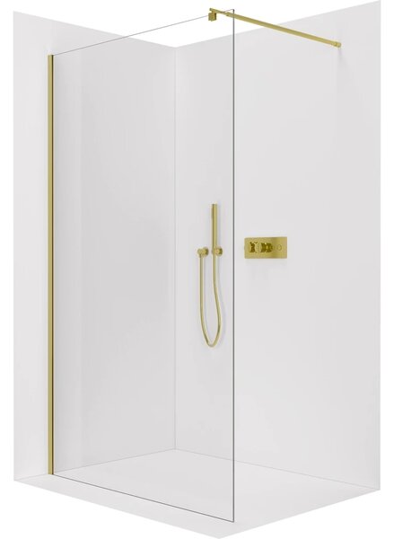 CERANO - Sprchová zástena Walk-in Onyx Round Ľ/P - 8 mm - guľatá vzpera - zlatá, transparentné sklo - 30x200 cm