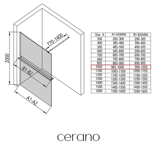 CERANO - Sprchová zástena Walk-in Onyx Round Ľ/P - 8 mm + polička/držiak na uteráky - guľatá vzpera - chróm, industriálne sklo - 100x200 cm