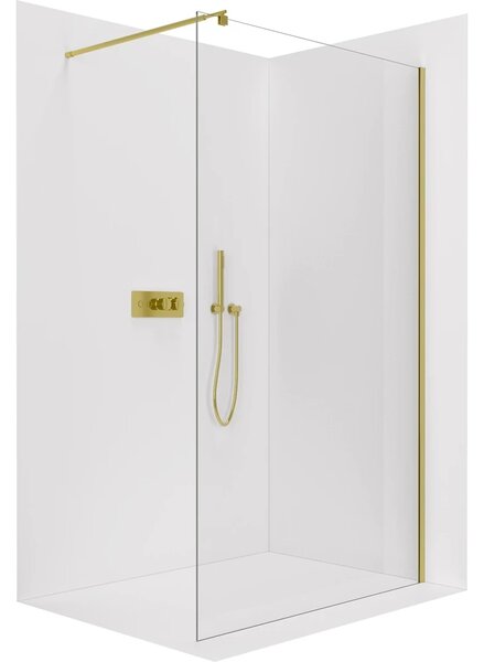 CERANO - Sprchová zástena Walk-in Onyx Round Ľ/P - 8 mm - guľatá vzpera - zlatá, transparentné sklo - 30x200 cm