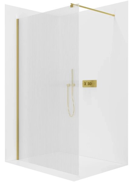 CERANO - Sprchová zástena Walk-in Onyx Round Ľ/P - 8 mm - guľatá vzpera - zlatá, ryhované sklo - 50x200 cm