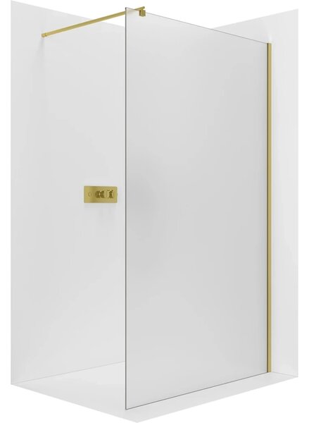 CERANO - Sprchová zástena Walk-in Onyx Round Ľ/P - 8 mm - guľatá vzpera - zlatá, mliečne sklo - 30x200 cm