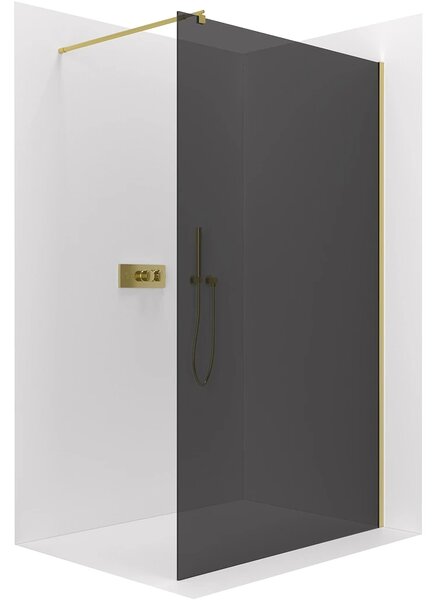 CERANO - Sprchová zástena Walk-in Onyx Round Ľ/P - 8 mm - guľatá vzpera - zlatá, grafitové sklo - 30x200 cm