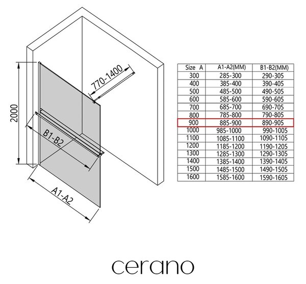 CERANO - Sprchová zástena Walk-in Onyx Round Ľ/P - 8 mm + polička/držiak na uteráky - guľatá vzpera - čierna matná, industriálne sklo - 90x200 cm