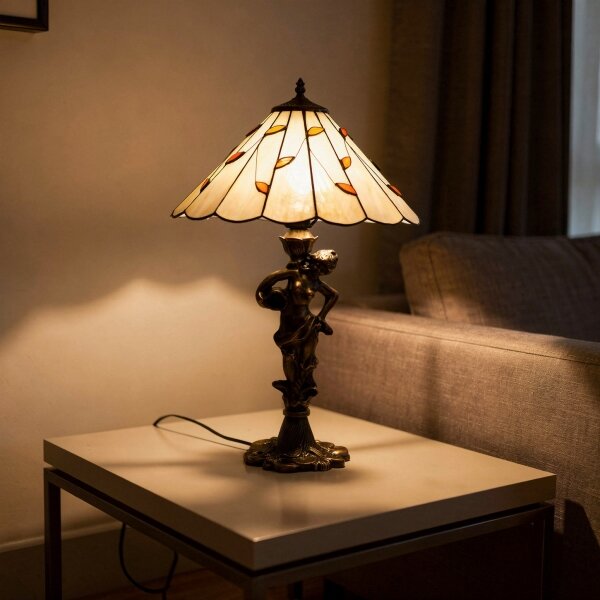 Brilagi - Tiffany vitrážová stolová lampa FOLIA 1xE27/60W/230V