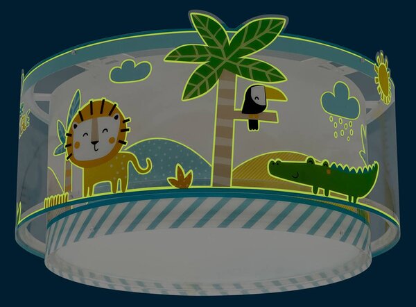 Stropné svietidlo Dalber LITTLE JUNGLE, biele/žlté, Detská izba, Plast, Závesné svietidlo