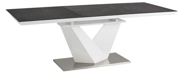 Jedálenský stôl ALVIN II, 75x90x160-220, čierna/bialy lesk