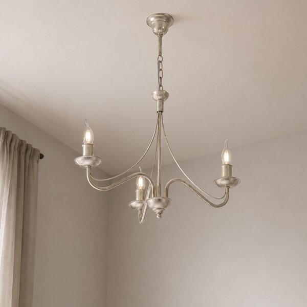 Luster na reťazi ANTON 3xE14/60W/230V biela patina