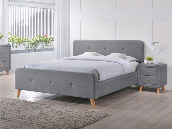 Čalúnená posteľ MALIBU + rošt, 180x200, sivá/dub