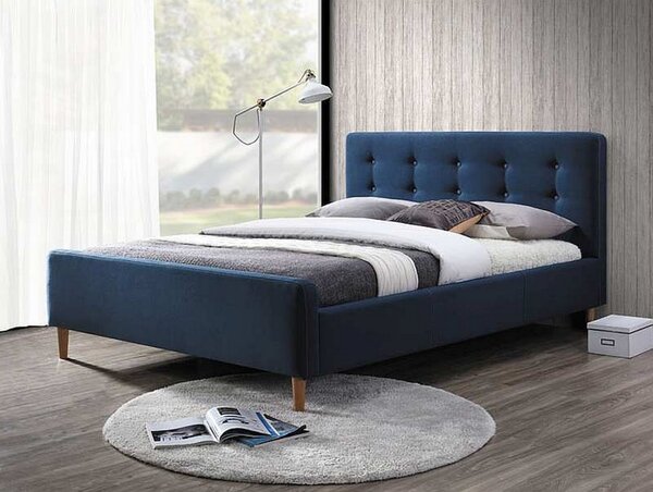 Čalúnená posteľ PINKY + rošt, 160x200, modrá (granátová)